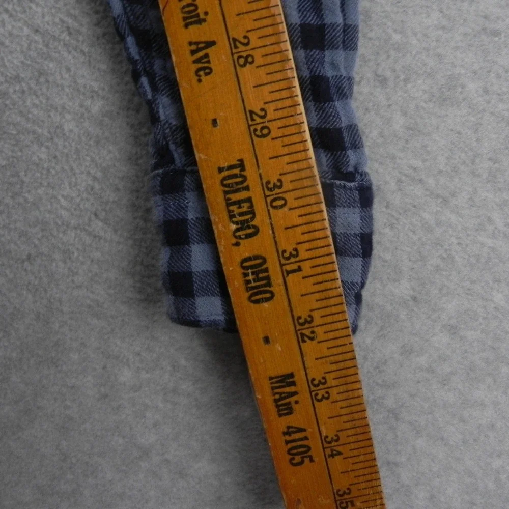 Banana Republic Shirt Mens M Untucked Standard Fit Blue Gingham Organic Cotton